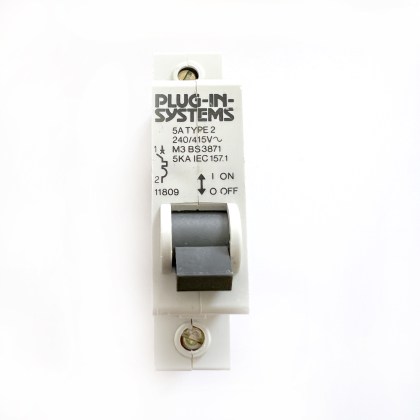 Plug-In-Systems 11809 M3 5A 5 Amp MCB Circuit Breaker Type 2